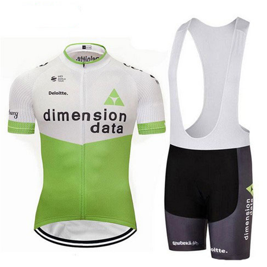 Dimension Data Kurzarmtrikot 2018 und Kurze Tragerhose Wei Und grun